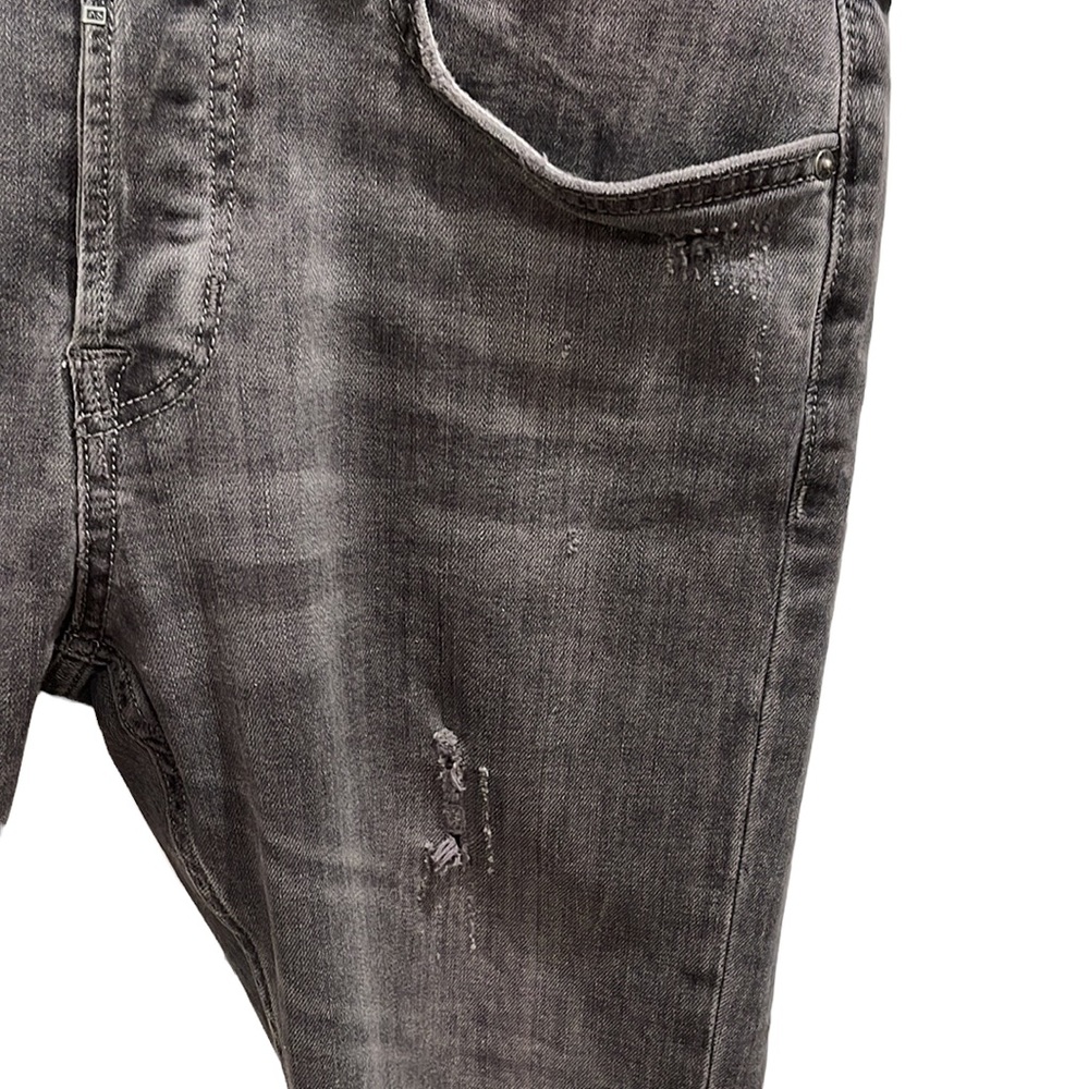 All Saints Men’s Cigarette Stretch Distressed Skinny Jean Grey 30 x 32 - Picture 6 of 8